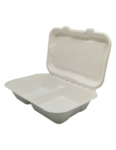 Envases de fibra de caña de azucar hamburguesa o snack 251 x 166 mm 500 uds