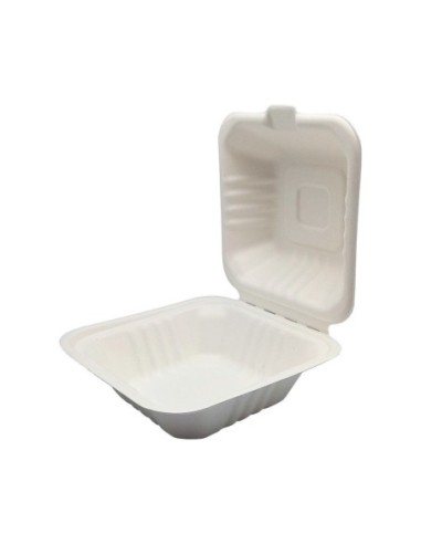Envases de fibra de caña de azucar hamburguesas 150 x 150 mm 500 uds