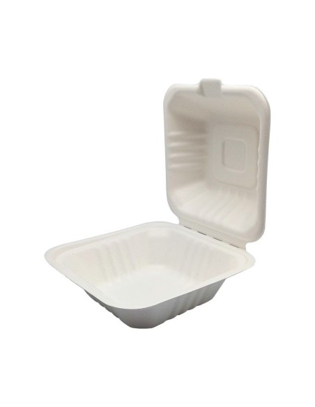 Envases de fibra de caña de azucar hamburguesas 150 x 150 mm 500 uds