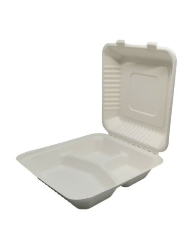 Envases de fibra de caña de azucar portamenu 232 x 232 mm 200 uds