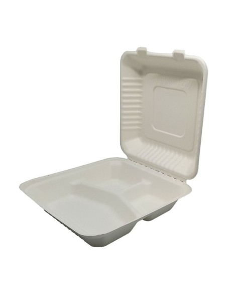 Envases de fibra de caña de azucar portamenu 232 x 232 mm 200 uds