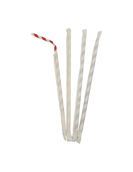 Pajitas de papel flexibles enfundadas mix color 6 x 230 mm 3000 uds