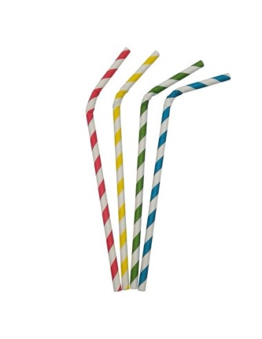 Pajitas de papel flexibles mix 6 x 230 mm 3000 uds