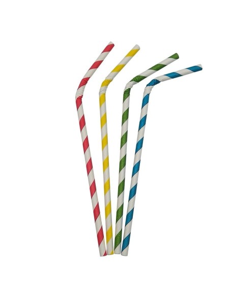 Pajitas de papel flexibles mix 6 x 230 mm 3000 uds