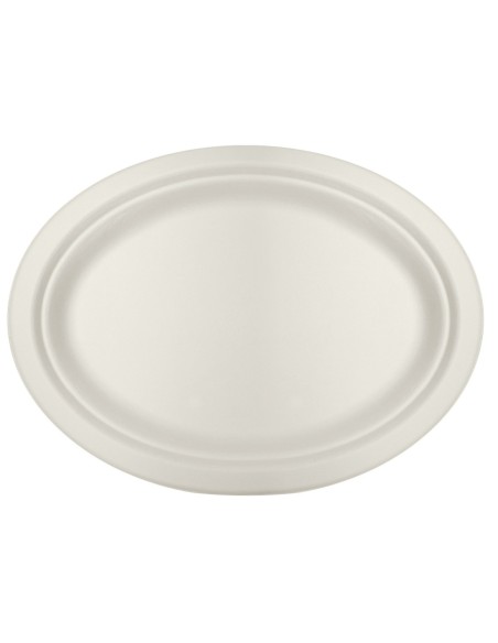 Platos de fibra de caña de azucar ovalados 263 x 199 x 20 mm 500 uds